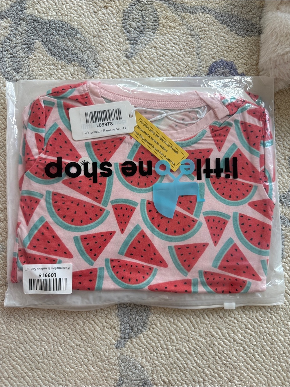 Little One Shop Pink Watermelon Kids Pajama Set size 4T NWT